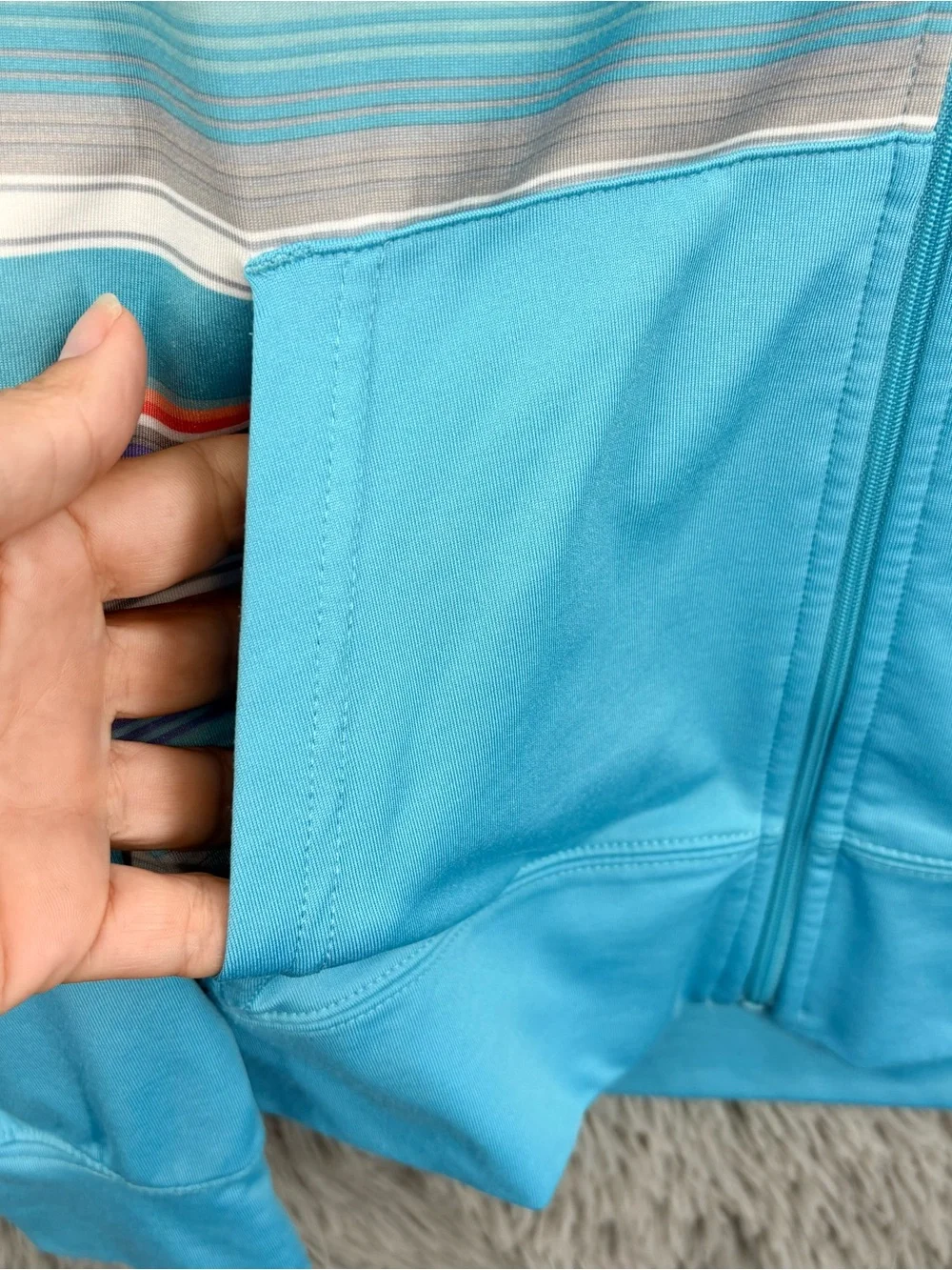 Ariat Tek Cold Series Hoodie Jacket Womens Large Full Zip Blue Striped Hood